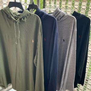 Polo Ralph Lauren Hooded Long Sleeved Jersey T-Shirt, 4 COUNT